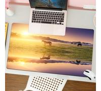 QRFASFZO Tappetino per mouse tappetino da ufficio multifunzione e antiscivolo,per migliorare la precisione e la velocità,Appartamento, Horse Valley nel sud con il riflesso del lago e il sole,80x30 cm