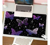 QRFASFZO Tappetino per mouse tappetino da ufficio multifunzione e antiscivolo,per migliorare la precisione e la velocità,Misteriosa luce stellare, farfalla viola che svolazza tra le stelle s,80x30 cm