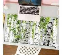 QRFASFZO Tappetino per mouse tappetino da ufficio multifunzione e antiscivolo,per migliorare la precisione e la velocità,Bosco, betulle nella foresta, fauna selvatica estiva, immagine a tema,80x30 cm