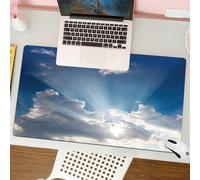 QRFASFZO Tappetino per mouse tappetino da ufficio multifunzione e antiscivolo,per migliorare la precisione e la velocità,La luce del sole penetra attraverso le nuvole nel cielo blu profondo,80x30 cm