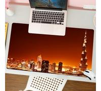 QRFASFZO Tappetino per mouse tappetino da ufficio multifunzione e antiscivolo,per migliorare la precisione e la velocità, Paesaggio, centro di Dubai arabo con città,80x30 cm