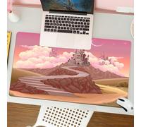 QRFASFZO Tappetino per mouse tappetino da ufficio multifunzione e antiscivolo,per migliorare la precisione e la velocità,Fiaba, immagine del castello della principessa in stile cartone anima,80x30 cm
