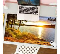 QRFASFZO Tappetino per mouse tappetino da ufficio multifunzione e antiscivolo,per migliorare la precisione e la velocità,Paesaggio, tramonto Alba nella foresta sul lago dei due fiumi Algonqu,80x30 cm