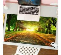 QRFASFZO Tappetino per mouse tappetino da ufficio multifunzione e antiscivolo,per migliorare la precisione e la velocità,luce magica alla fine del sentiero nel parco autunnale,80x30 cm