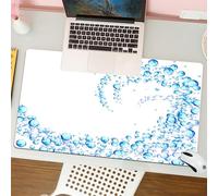 QRFASFZO Tappetino per mouse tappetino da ufficio multifunzione e antiscivolo,per migliorare la precisione e la velocità,Le gocce d'acqua blu creano un motivo ondulato su uno sfondo bianco.,80x30 cm