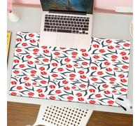 QRFASFZO Tappetino per mouse tappetino da ufficio multifunzione e antiscivolo,per migliorare la precisione e la velocità,Set di bulbi da fiore, tulipani olandesi irregolari e foglie original,80x30 cm