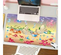 QRFASFZO Tappetino per mouse tappetino da ufficio multifunzione e antiscivolo,per migliorare la precisione e la velocità,Scena giocosa con vita marina colorata e bolle nel mondo oceanico dei,80x30 cm