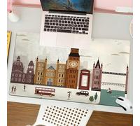 QRFASFZO Tappetino per mouse tappetino da ufficio multifunzione e antiscivolo,per migliorare la precisione e la velocità,Paesaggio urbano di Londra, punti di riferimento iconici come il Big,80x30 cm