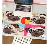 QRFASFZO Tappetino per mouse tappetino da ufficio multifunzione e antiscivolo,per migliorare la precisione e la velocità,Quattro ritratti di carlini in stile Pop Art dai colori vivaci. Compo,80x30 cm