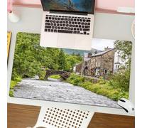 QRFASFZO Tappetino per mouse tappetino da ufficio multifunzione e antiscivolo,per migliorare la precisione e la velocità,città e ponte nel cuore del Parco Nazionale di Smowdonia a Gwynedd, G,80x30 cm