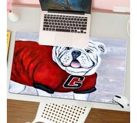 QRFASFZO Tappetino per mouse tappetino da ufficio multifunzione e antiscivolo,per migliorare la precisione e la velocità,Ritratto a figura intera di un bulldog inglese seduto sul letto.,80x30 cm