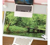 QRFASFZO Tappetino per mouse tappetino da ufficio multifunzione e antiscivolo,per migliorare la precisione e la velocità,Oasi Serena Il Ponte di Legno Immerso nel Verde Lussureggiante,80x30 cm