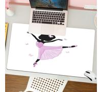 QRFASFZO Tappetino per mouse tappetino da ufficio multifunzione e antiscivolo,per migliorare la precisione e la velocità,Una ballerina vestita con un abito rosa circondata da farfalle, Un'el,80x30 cm