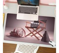 QRFASFZO Tappetino per mouse tappetino da ufficio multifunzione e antiscivolo,per migliorare la precisione e la velocità,Simboli iconici del cinema: sedia del regista, ciak, bobina di pellic,80x30 cm