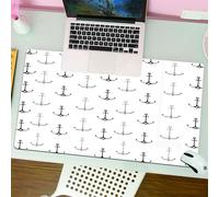 QRFASFZO Tappetino per mouse tappetino da ufficio multifunzione e antiscivolo,per migliorare la precisione e la velocità,Le sagome uniformi delle ancore nere sono disposte nella griglia, sim,80x30 cm