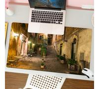 QRFASFZO Tappetino per mouse tappetino da ufficio multifunzione e antiscivolo,per migliorare la precisione e la velocità,Un sentiero ciottoloso fiancheggiato da edifici ricoperti di edera, i,80x30 cm