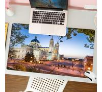 QRFASFZO Tappetino per mouse tappetino da ufficio multifunzione e antiscivolo,per migliorare la precisione e la velocità,Città, Cattedrale Vecchia e Madrid Città Reale Mediterranea,80x30 cm