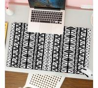 QRFASFZO Tappetino per mouse tappetino da ufficio multifunzione e antiscivolo,per migliorare la precisione e la velocità,Motivo retrò, etnico boho azteco in bianco e nero con Western Nati1,80x30 cm