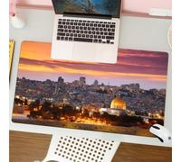 QRFASFZO Tappetino per mouse tappetino da ufficio multifunzione e antiscivolo,per migliorare la precisione e la velocità,Vista dal Monte degli Ulivi alla Città Vecchia di Gerusalemme,80x30 cm