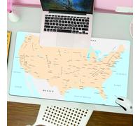 QRFASFZO Tappetino per mouse tappetino da ufficio multifunzione e antiscivolo,per migliorare la precisione e la velocità,Paesaggio americano, una mappa dettagliata evidenzia paesi, città e p,80x30 cm
