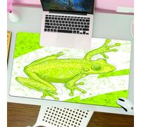 QRFASFZO Tappetino per mouse tappetino da ufficio multifunzione e antiscivolo,per migliorare la precisione e la velocità,Decorazione con animali, illustrazione di una rana energica. Una viva,80x30 cm