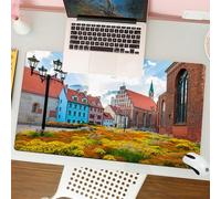 QRFASFZO Tappetino per mouse tappetino da ufficio multifunzione e antiscivolo,per migliorare la precisione e la velocità,Città Vecchia di Riga, capitale della Lettonia, con edifici storici m,80x30 cm