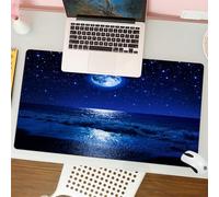 QRFASFZO Tappetino per mouse tappetino da ufficio multifunzione e antiscivolo,per migliorare la precisione e la velocità,Moonlight Beach, Spiaggia con stelle sotto la luna - Tutto il cielo,80x30 cm