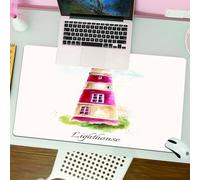 QRFASFZO Tappetino per mouse tappetino da ufficio multifunzione e antiscivolo,per migliorare la precisione e la velocità,Decorazione del faro, stampa acquerello del faro, scrittura corsiva v,80x30 cm