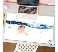 QRFASFZO Tappetino per mouse tappetino da ufficio multifunzione e antiscivolo,per migliorare la precisione e la velocità,Un curioso pesce rosso che sbircia sopra le onde, un pesce rosso che,80x30 cm