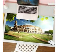 QRFASFZO Tappetino per mouse tappetino da ufficio multifunzione e antiscivolo,per migliorare la precisione e la velocità,Città, Colosseo, un'antica meraviglia immersa nel sole, circondata da,80x30 cm