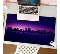 QRFASFZO Tappetino per mouse tappetino da ufficio multifunzione e antiscivolo,per migliorare la precisione e la velocità,Skyline della città di notte. Sfondo del paesaggio urbano,80x30 cm