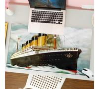 QRFASFZO Tappetino per mouse tappetino da ufficio multifunzione e antiscivolo,per migliorare la precisione e la velocità,Una maestosa vecchia nave da crociera naviga sulle onde, il fumo che,80x30 cm