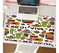 QRFASFZO Tappetino per mouse tappetino da ufficio multifunzione e antiscivolo,per migliorare la precisione e la velocità,Decorazioni messicane, Viva Mexico con elementi nativi Poncho Tequila,80x30 cm