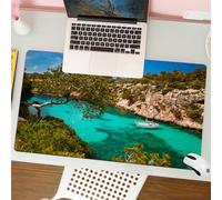 QRFASFZO Tappetino per mouse tappetino da ufficio multifunzione e antiscivolo,per migliorare la precisione e la velocità,Natura, piccolo yacht che galleggia nel mare a Maiorca, Spagna Vista,80x30 cm