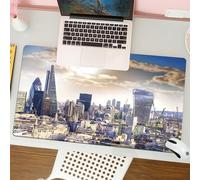 QRFASFZO Tappetino per mouse tappetino da ufficio multifunzione e antiscivolo,per migliorare la precisione e la velocità,Città, skyline dinamico di Londra, architettura moderna iconica sotto,80x30 cm