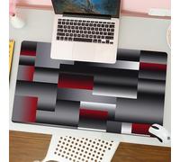 QRFASFZO Tappetino per mouse tappetino da ufficio multifunzione e antiscivolo,per migliorare la precisione e la velocità,Mosaico rettangolare monocromatico e rosso, sinfonia geometrica,80x30 cm