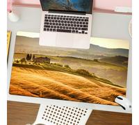 QRFASFZO Tappetino per mouse tappetino da ufficio multifunzione e antiscivolo,per migliorare la precisione e la velocità,Campi soleggiati e centro rurale, paesaggio dorato e tranquillità rur,80x30 cm
