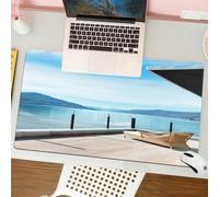 QRFASFZO Tappetino per mouse tappetino da ufficio multifunzione e antiscivolo,per migliorare la precisione e la velocità,architettura moderna splendida vista lago dalla terrazza di un attico,80x30 cm