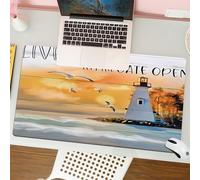 QRFASFZO Tappetino per mouse tappetino da ufficio multifunzione e antiscivolo,per migliorare la precisione e la velocità,Un faro e gabbiani in volo al tramonto forniscono un messaggio ispira,80x30 cm