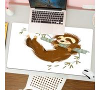 QRFASFZO Tappetino per mouse tappetino da ufficio multifunzione e antiscivolo,per migliorare la precisione e la velocità,Illustrazione disegnata a mano di un simpatico bradipo marrone dei ca,80x30 cm