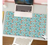 QRFASFZO Tappetino per mouse tappetino da ufficio multifunzione e antiscivolo,per migliorare la precisione e la velocità,Faro, faro con barca, nave e sagoma di animale (2),80x30 cm