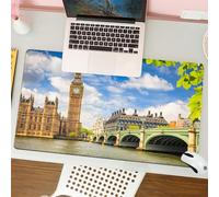 QRFASFZO Tappetino per mouse tappetino da ufficio multifunzione e antiscivolo,per migliorare la precisione e la velocità,Londra, lo storico Big Ben e il ponte di Westminster Fresca stagione,80x30 cm