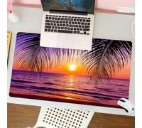 QRFASFZO Tappetino per mouse tappetino da ufficio multifunzione e antiscivolo,per migliorare la precisione e la velocità,Palma, spiaggia tropicale all'ombra al tramonto. Onde dell'oceano. Se,80x30 cm