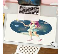 QRFASFZO Tappetino per mouse tappetino da ufficio multifunzione e antiscivolo,per migliorare la precisione e la velocità,Anime, illustrazione di una ragazza sullo sfondo dello spazio con ste,80x30 cm