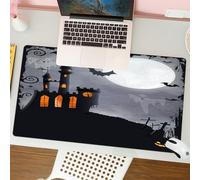 QRFASFZO Tappetino per mouse tappetino da ufficio multifunzione e antiscivolo,per migliorare la precisione e la velocità,Halloween vintage, casta asimmetrica a tema Halloween con pipistrelli,80x30 cm