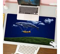 QRFASFZO Tappetino per mouse tappetino da ufficio multifunzione e antiscivolo,per migliorare la precisione e la velocità,Balena, arte surreale mongolfiera nel cielo nuvoloso,80x30 cm