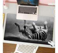 QRFASFZO Tappetino per mouse tappetino da ufficio multifunzione e antiscivolo,per migliorare la precisione e la velocità, Zebra che rotola nella polvere: attività artistica di mammifero selv,80x30 cm