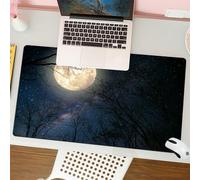 QRFASFZO Tappetino per mouse tappetino da ufficio multifunzione e antiscivolo,per migliorare la precisione e la velocità,Un cielo di luna piena radiosa tra una stella, fatto di sagome nette,80x30 cm