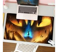 QRFASFZO Tappetino per mouse tappetino da ufficio multifunzione e antiscivolo,per migliorare la precisione e la velocità,Una guerriera è in piedi sul bordo di una scogliera e disegna una bar,80x30 cm