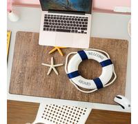 QRFASFZO Tappetino per mouse tappetino da ufficio multifunzione e antiscivolo,per migliorare la precisione e la velocità,Decorazione nautica, bagnino, ``Benvenuto'' e stelle marine su sfondo,80x30 cm